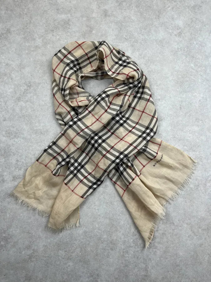 2000s Burberry Beige Signature Tartan Scarf CkHqCGL 0