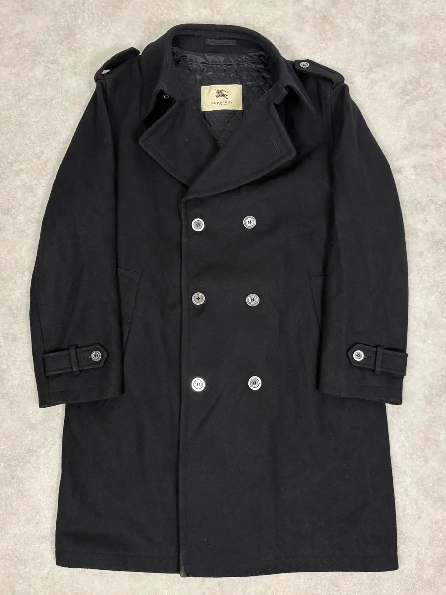2000s Burberry Black Double-Breasted Wool Coat zMAFJfc 0