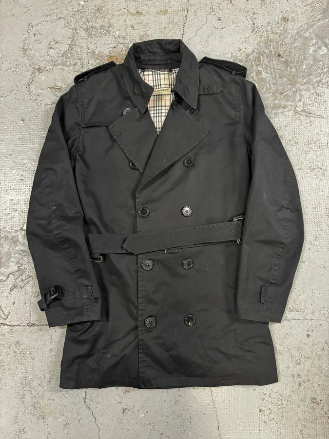 2000s Burberry Black Imperial Buttoned Long Jacket UOEUDqm 0