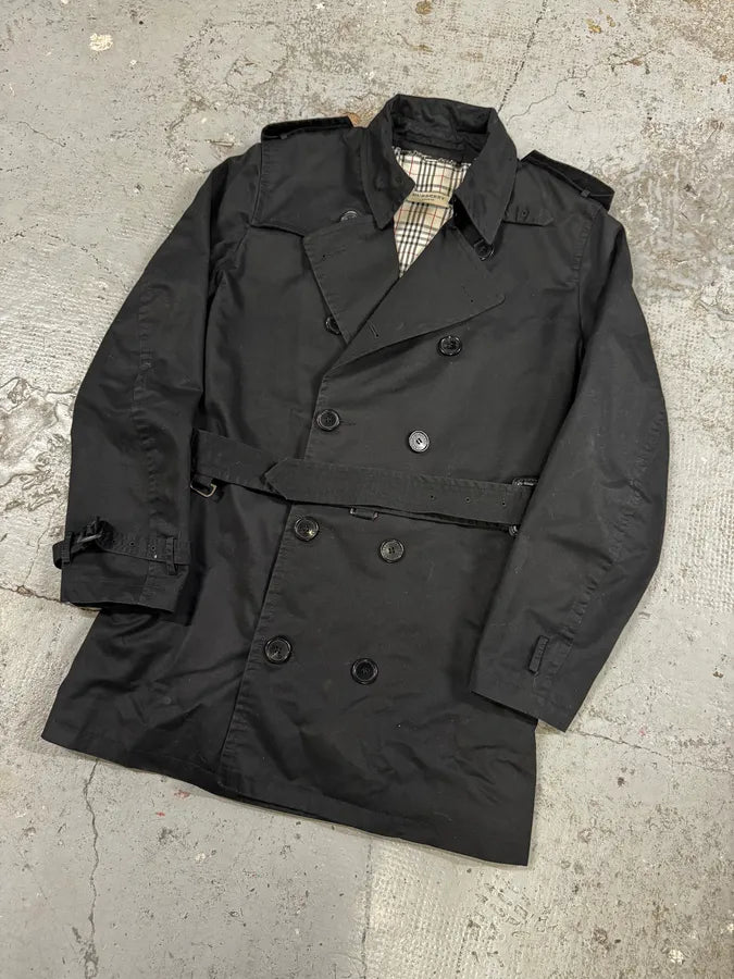 2000s Burberry Black Imperial Buttoned Long Jacket UOEUDqm 2