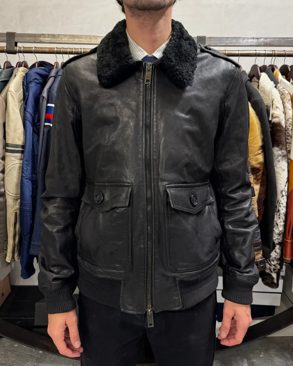 2000s Burberry Black Leather Premium Jacket morjYOX 1