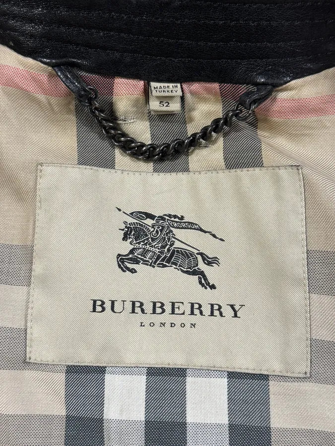 2000s Burberry Black Leather Premium Jacket morjYOX 8