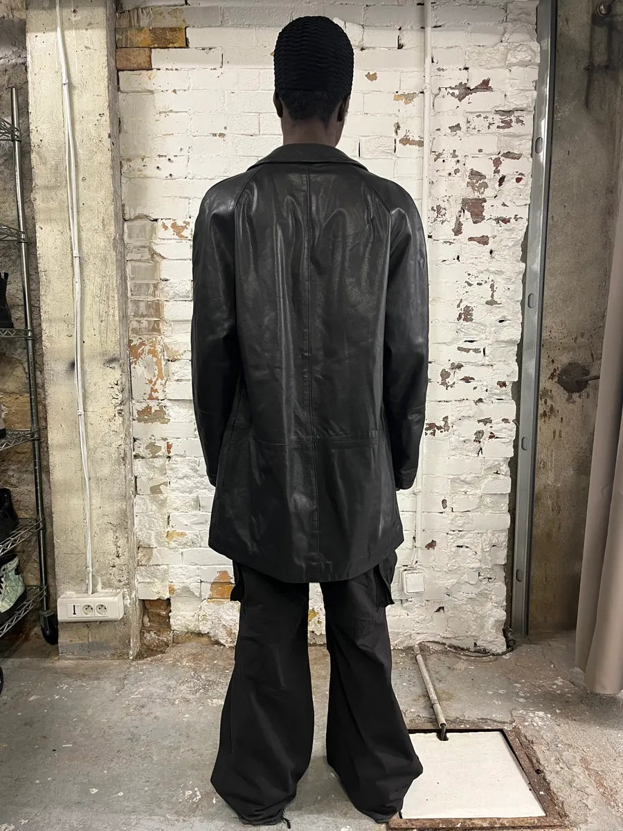 2000s Burberry Black Leather Trench Coat rPCTzHt 1