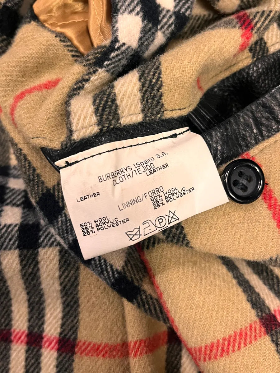 2000s Burberry Black Leather Trench Coat rPCTzHt 9