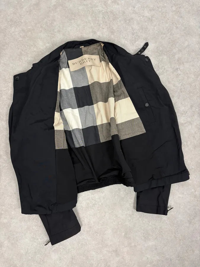 2000s Burberry Black Asymmetrical Nylon Biker Jacket AqiybbB 6