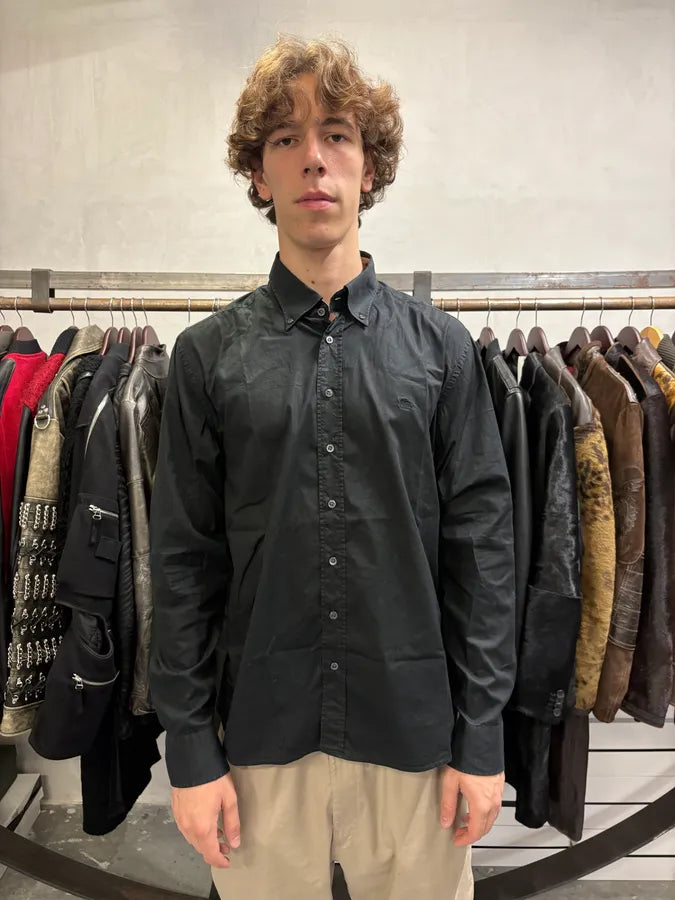 2000s Burberry Black Tartan Minimalist Mafia Shirt exOQuzj 1