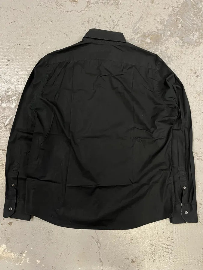 2000s Burberry Black Tartan Minimalist Mafia Shirt exOQuzj 5