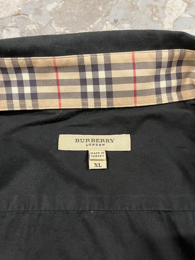 2000s Burberry Black Tartan Minimalist Mafia Shirt exOQuzj 6