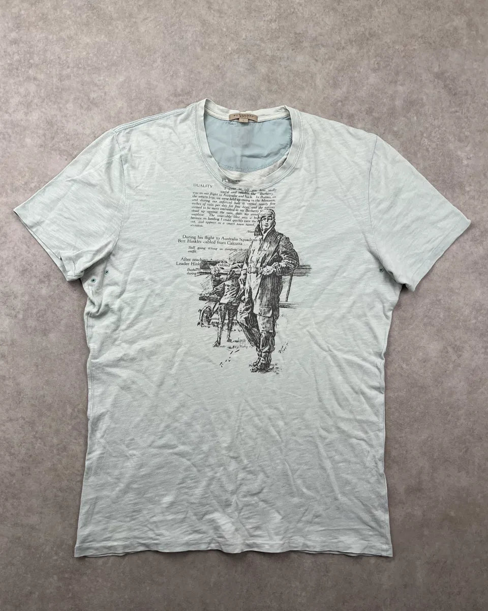Burberry Brit Light Blue Mint Cotton Explorer Graphic T-Shirt nOwImdt 0
