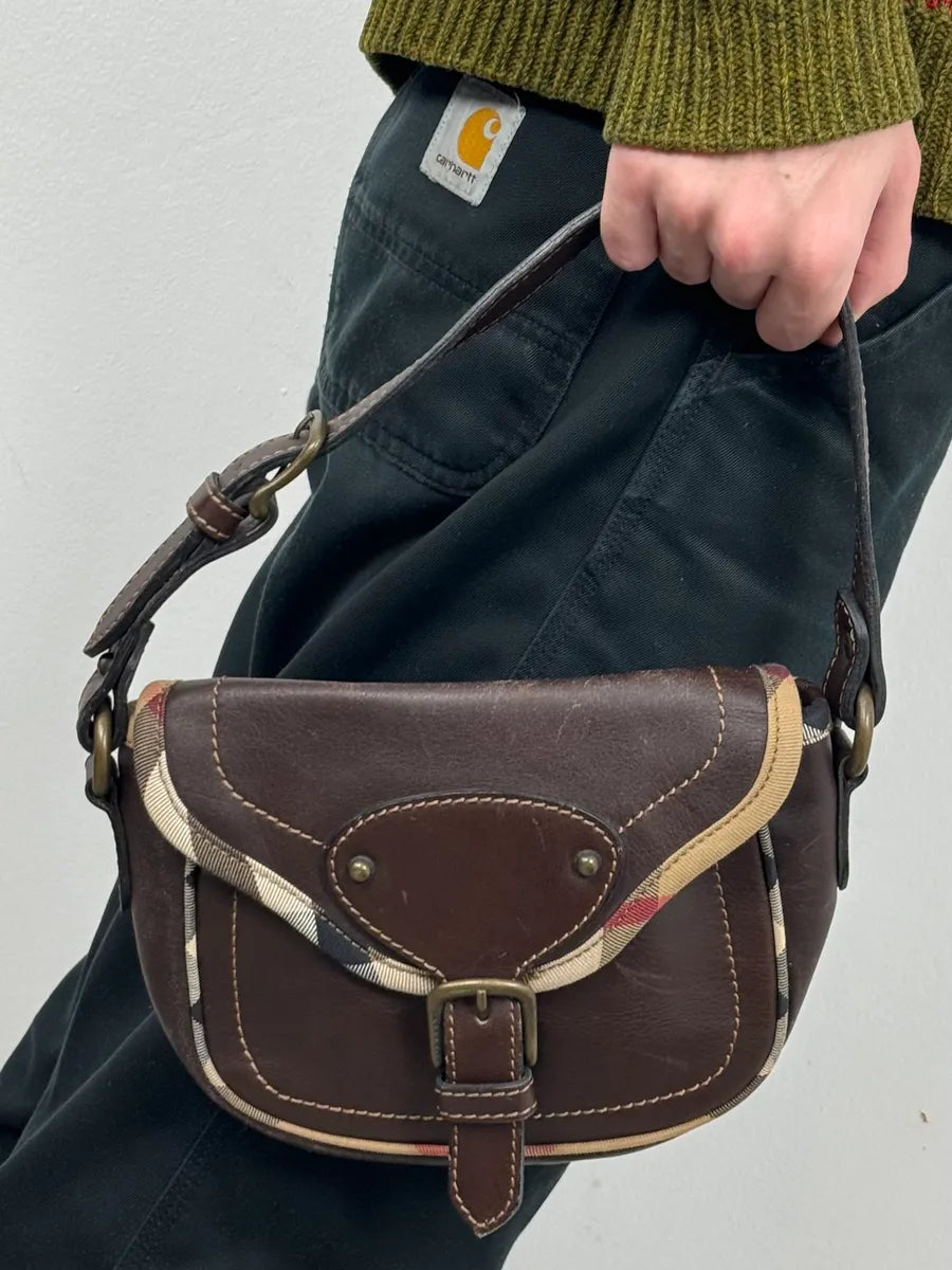 2000s Burberry Brown Leather Handle Bag ACaqDrf 2