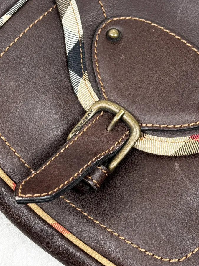 2000s Burberry Brown Leather Handle Bag ACaqDrf 4