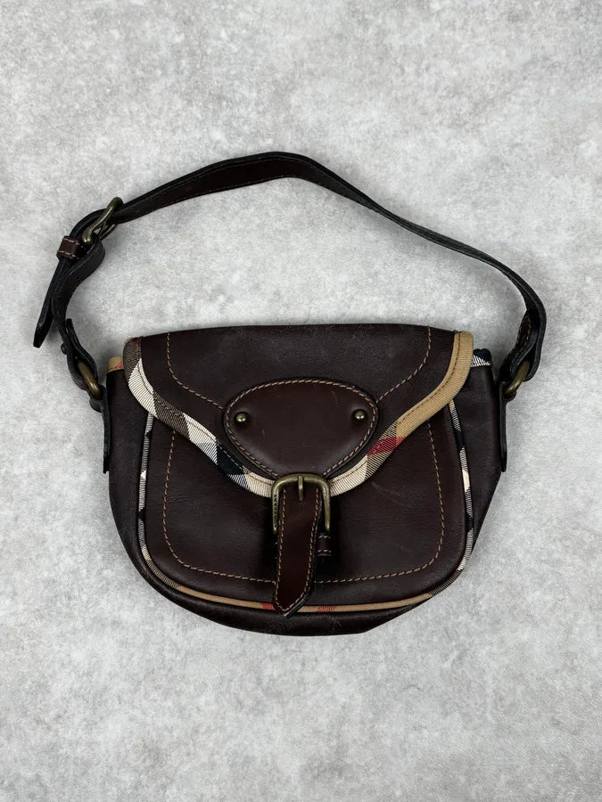 2000s Burberry Brown Leather Handle Bag ACaqDrf 0