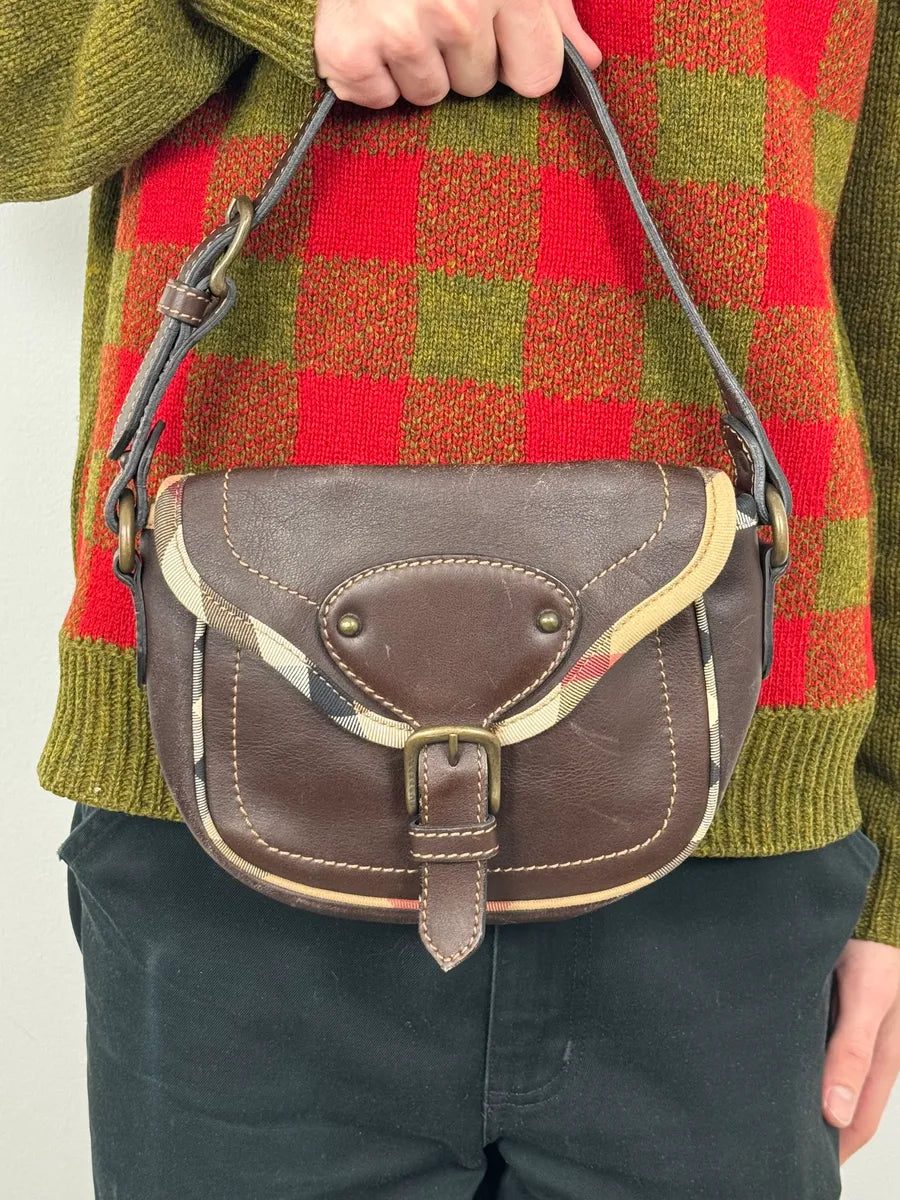 2000s Burberry Brown Leather Handle Bag ACaqDrf 1