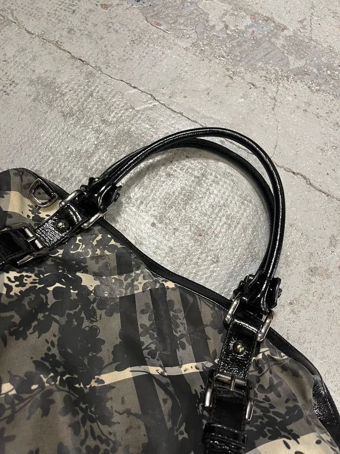 2000s Burberry Floral Tartan Pattern Black Handle Bag bENiOUj 4