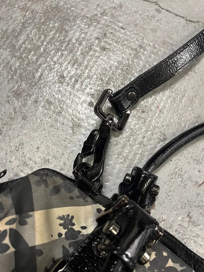 2000s Burberry Floral Tartan Pattern Black Handle Bag bENiOUj 5