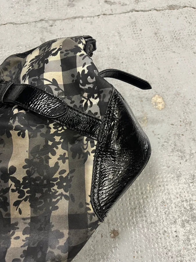 2000s Burberry Floral Tartan Pattern Black Handle Bag bENiOUj 6