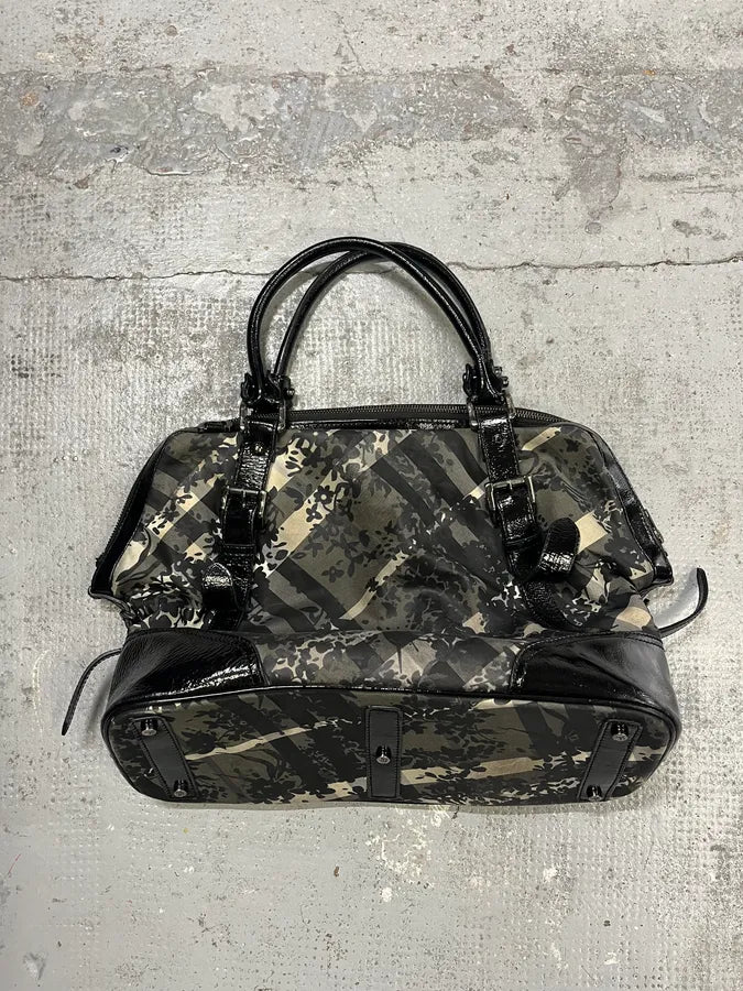 2000s Burberry Floral Tartan Pattern Black Handle Bag bENiOUj 7