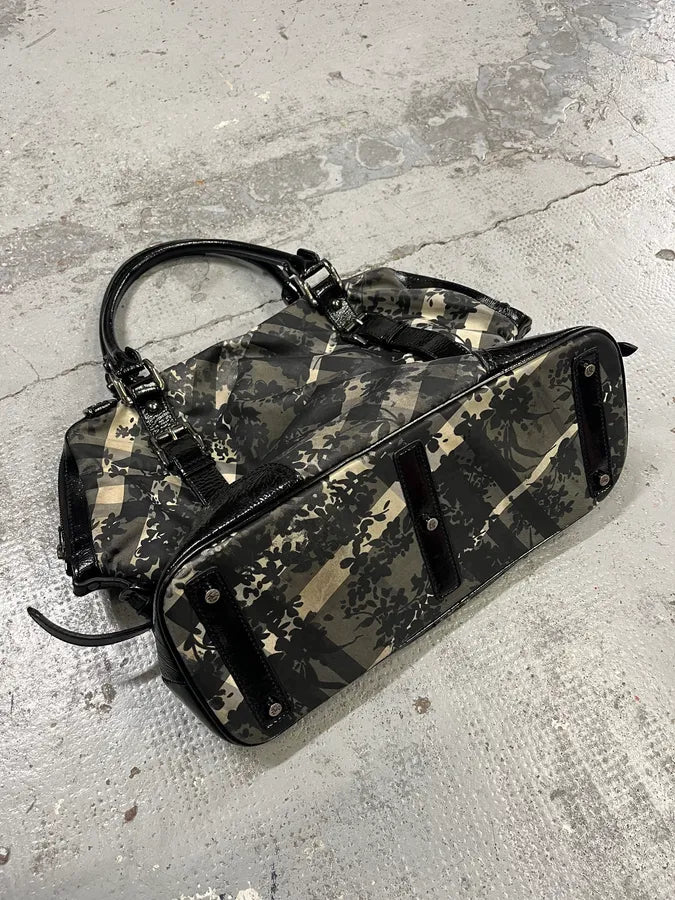 2000s Burberry Floral Tartan Pattern Black Handle Bag bENiOUj 9