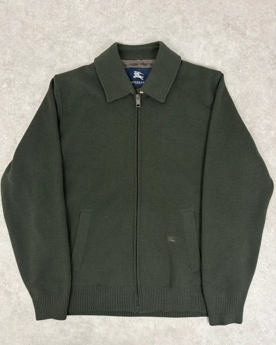 2000s Burberry Forest Green Zip-up Sweater BgnywmB 0