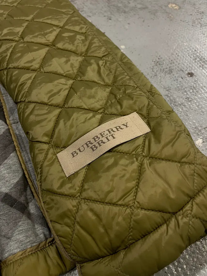 2000s Burberry Green Asymmetrical Quilted Puffer Jacket  MEsjbsM 11