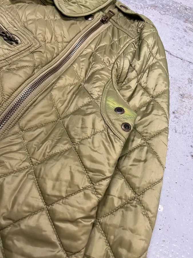 2000s Burberry Green Asymmetrical Quilted Puffer Jacket  MEsjbsM 6