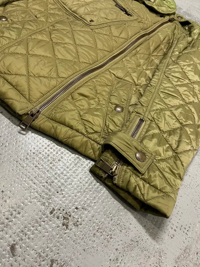 2000s Burberry Green Asymmetrical Quilted Puffer Jacket  MEsjbsM 7