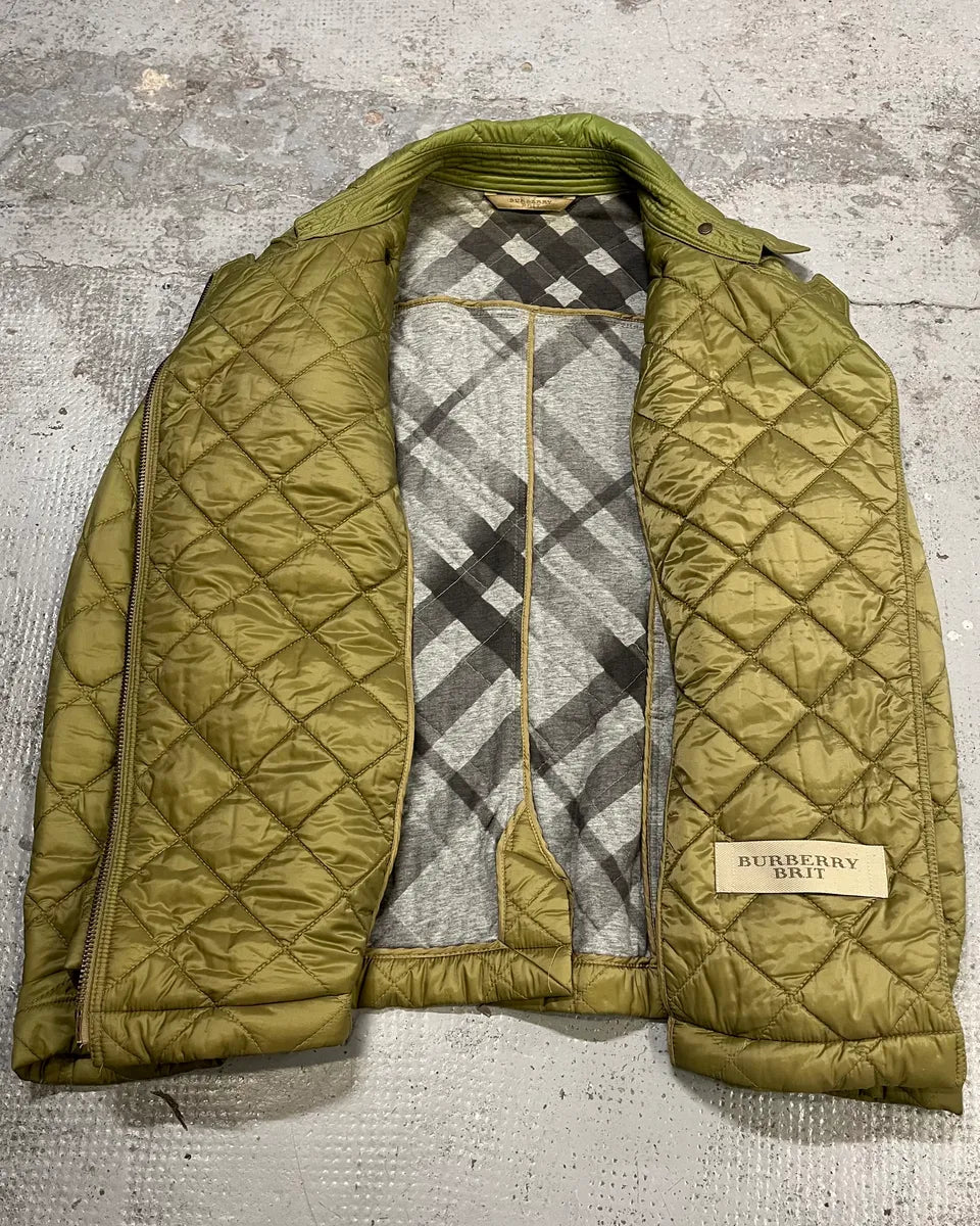 2000s Burberry Green Asymmetrical Quilted Puffer Jacket  MEsjbsM 9