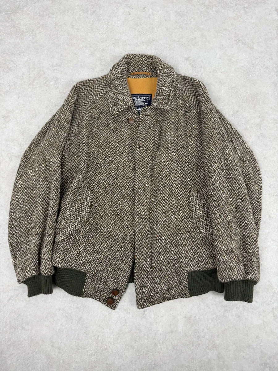 2000s Burberry Grey Wool Aviator Bomber Jacket aURUnJk 5