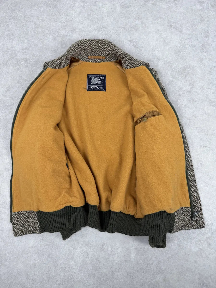 2000s Burberry Grey Wool Aviator Bomber Jacket aURUnJk 8