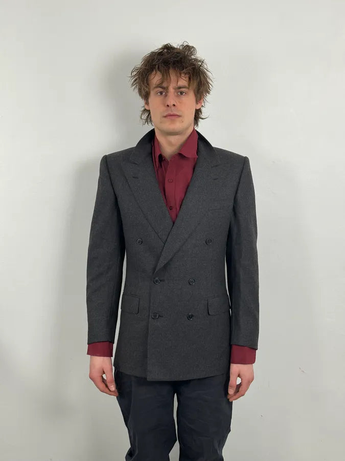 1990s Burberry Grey Wool Blazer Jacket LIJyyjr 1