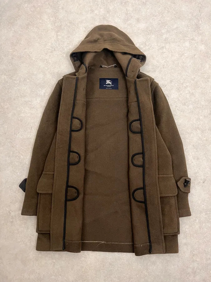 2000s Burberry Khaki Hooded Wool Jacket PArBTbQ 7