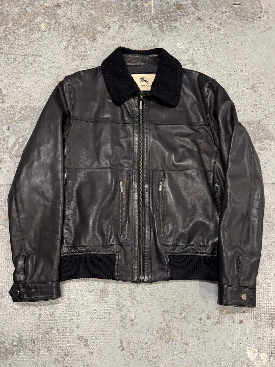 2000s Burberry London Black Premium Leather Jacket NKJIkIR 0