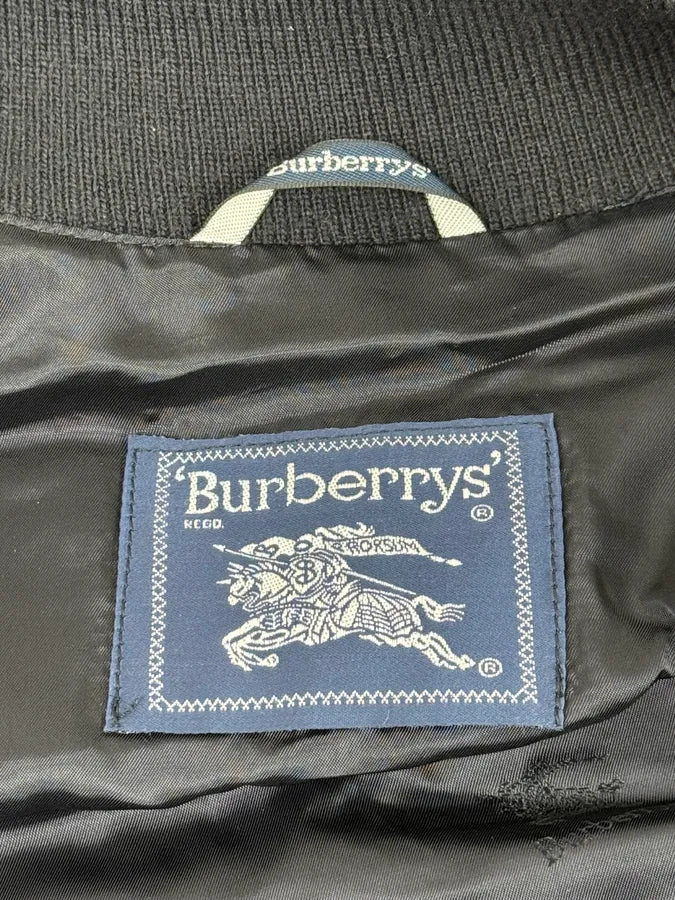 2000s Burberry Navy Black Suede Leather Buttoned Classy Jacket HluzokL 10