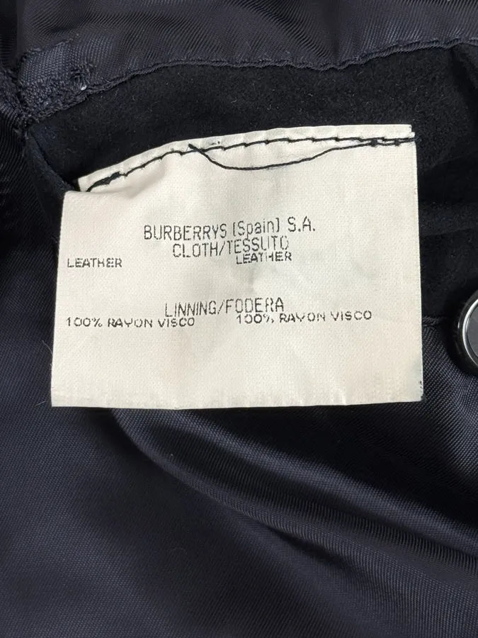 2000s Burberry Navy Black Suede Leather Buttoned Classy Jacket HluzokL 11