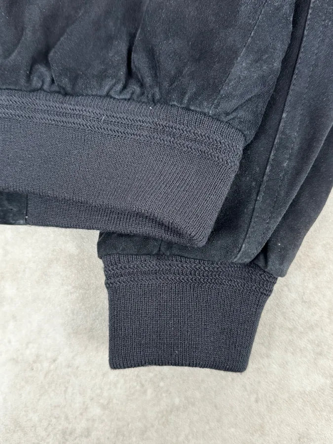 2000s Burberry Navy Black Suede Leather Buttoned Classy Jacket HluzokL 8