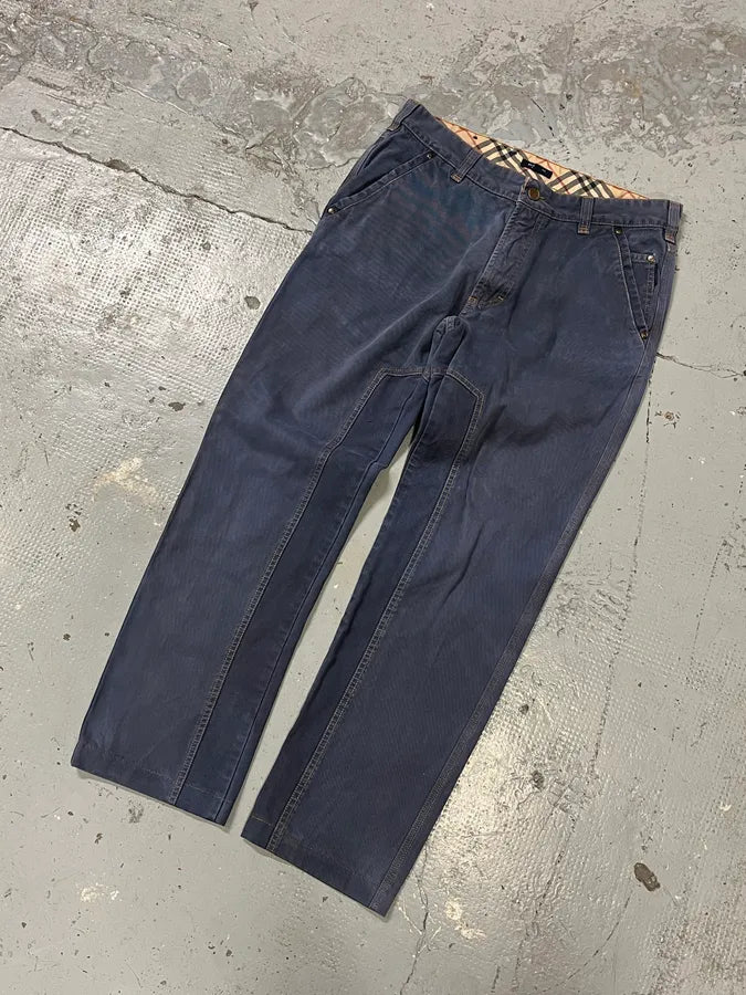 2000s Burberry Navy Light Worker Pants qzkmWuP 4