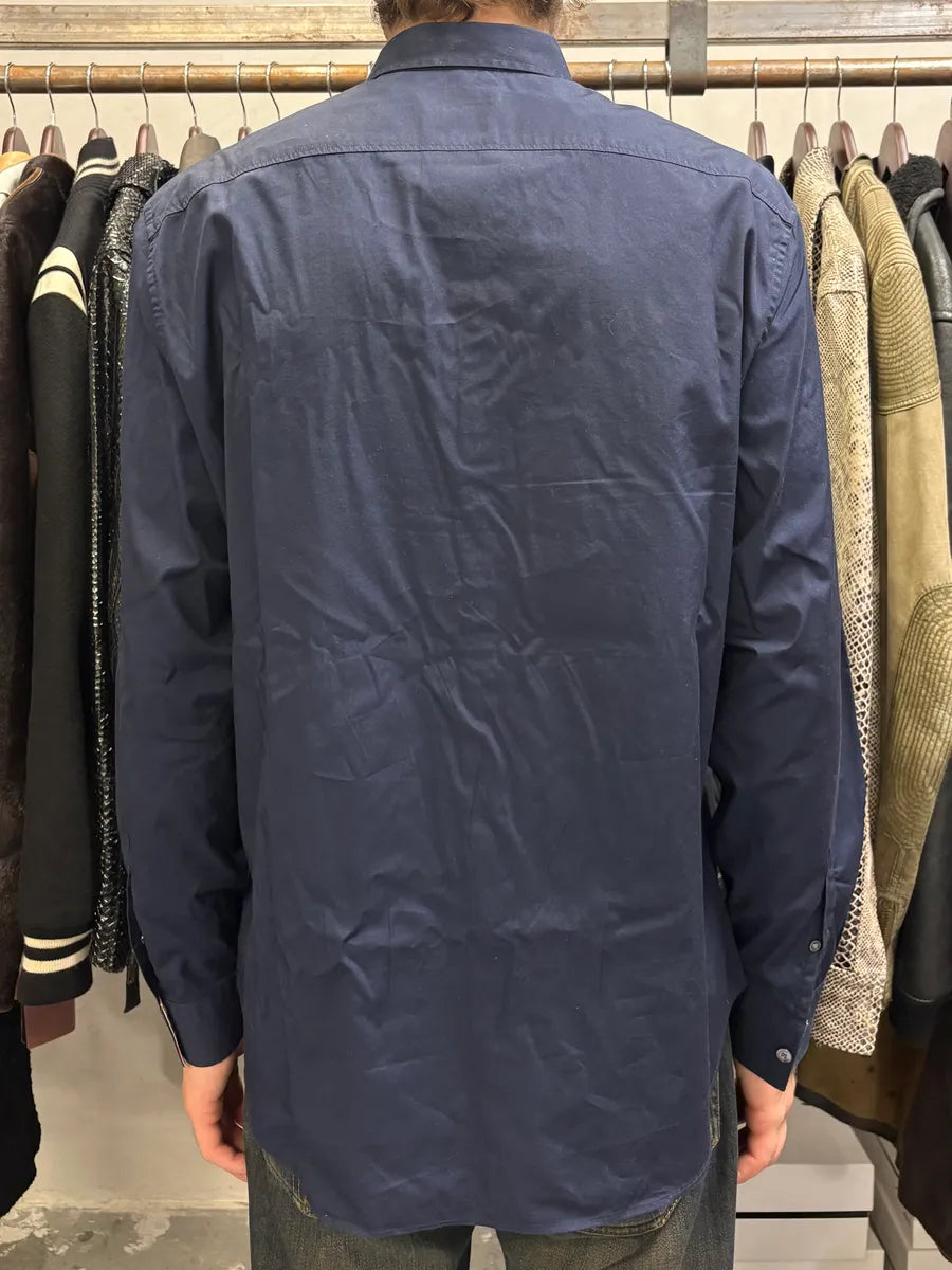 2000s Burberry Navy Tartan Minimalist Shirt (M) HMfBhaW 2