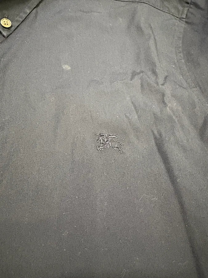 2000s Burberry Navy Tartan Minimalist Shirt (M) HMfBhaW 8