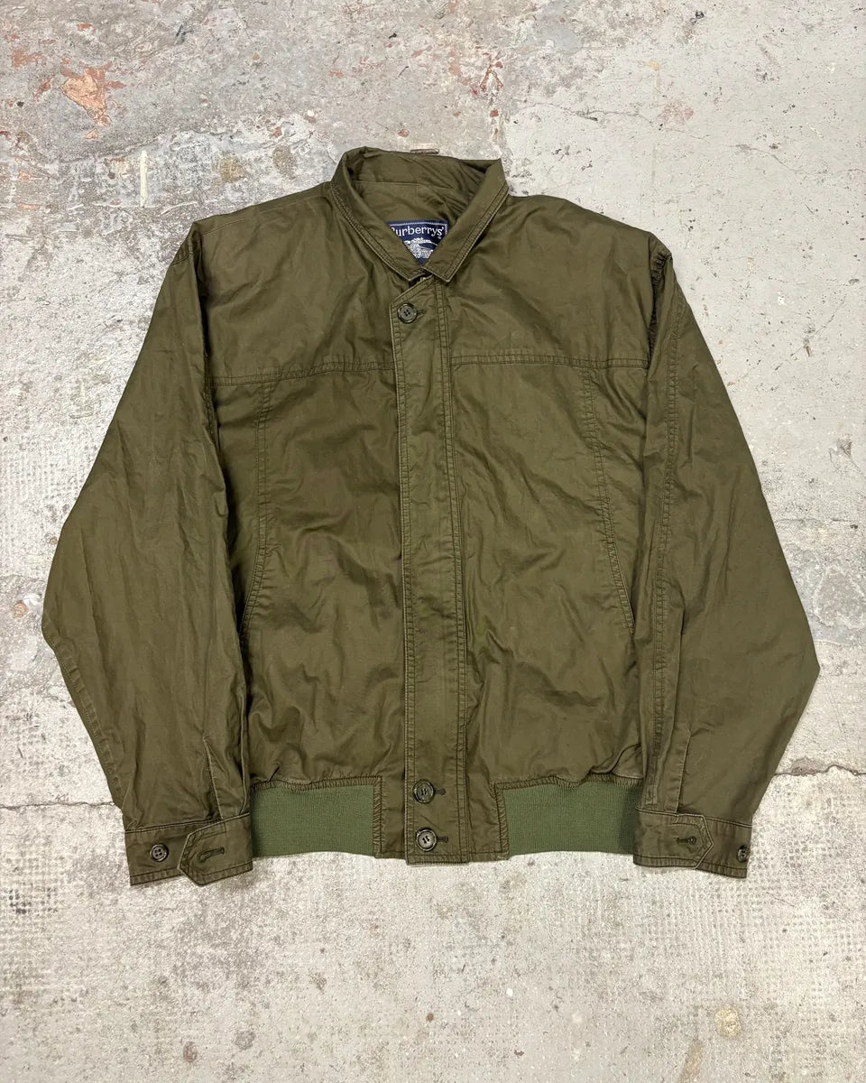 2000s Burberry Olive Green Buttoned Military Jacket HJhPKkE 0