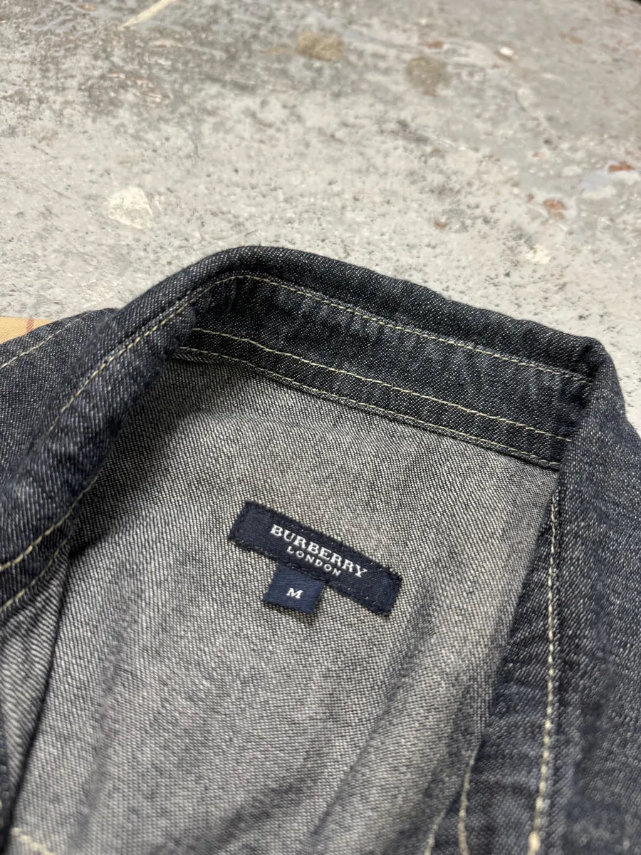 2000s Burberry Tartan Blue Denim Shirt ZnJRCZs 10