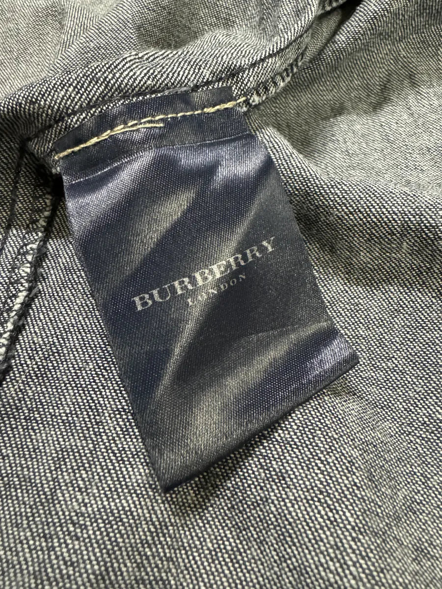 2000s Burberry Tartan Blue Denim Shirt ZnJRCZs 9