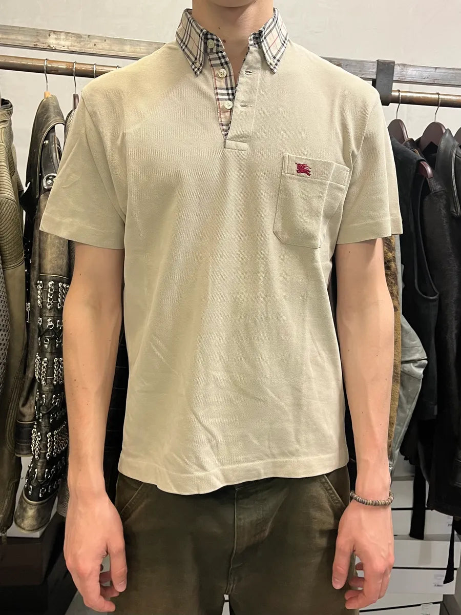 2000s Burberry Tartan Check Beige Polo UKaEvQX 1
