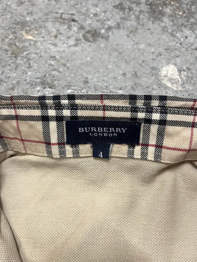 2000s Burberry Tartan Check Beige Polo UKaEvQX 7