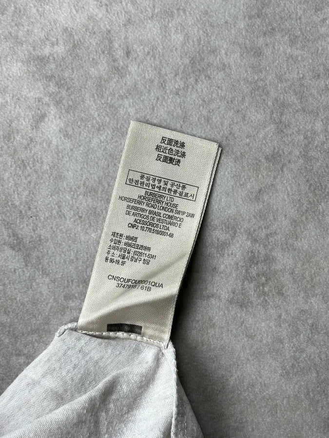 2000s Burberry White Check Striped T-Shirt sWuhvYU 8