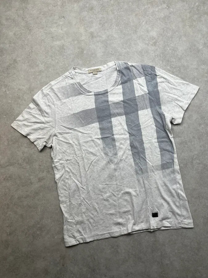 2000s Burberry White Check Striped T-Shirt sWuhvYU 3