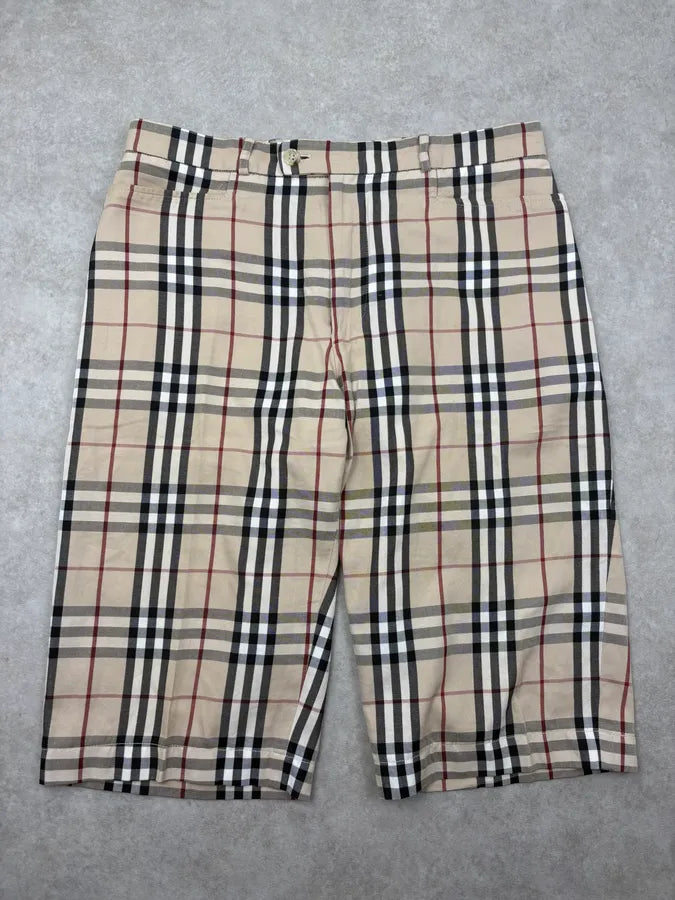 2000s Burburry Beige Signature Tartan Shorts QlTpCwt 0