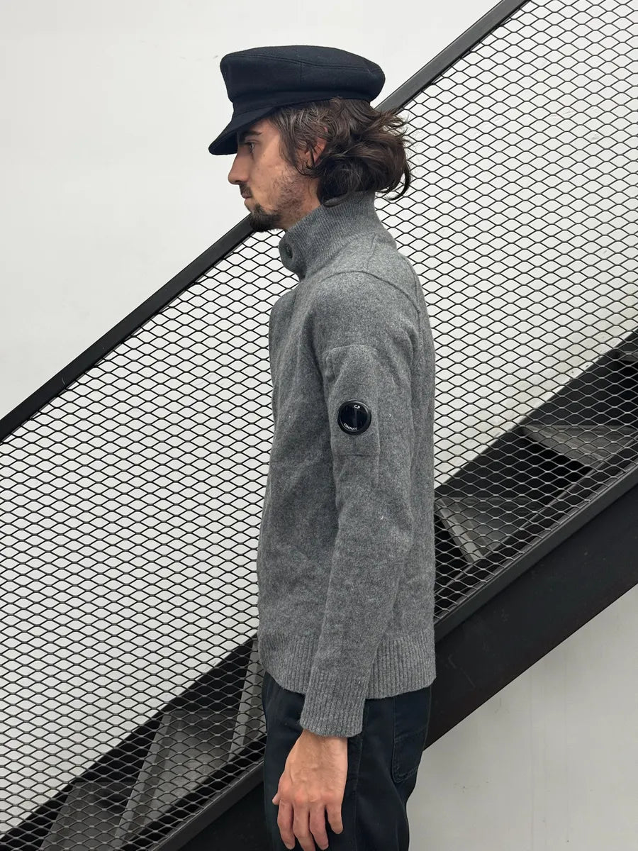 2010s C.P. Company Grey Wool Henley Sweater rpggYhL 2