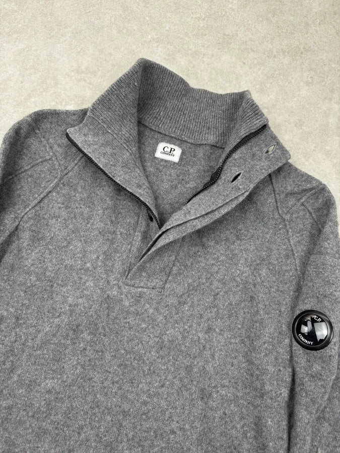 2010s C.P. Company Grey Wool Henley Sweater rpggYhL 5