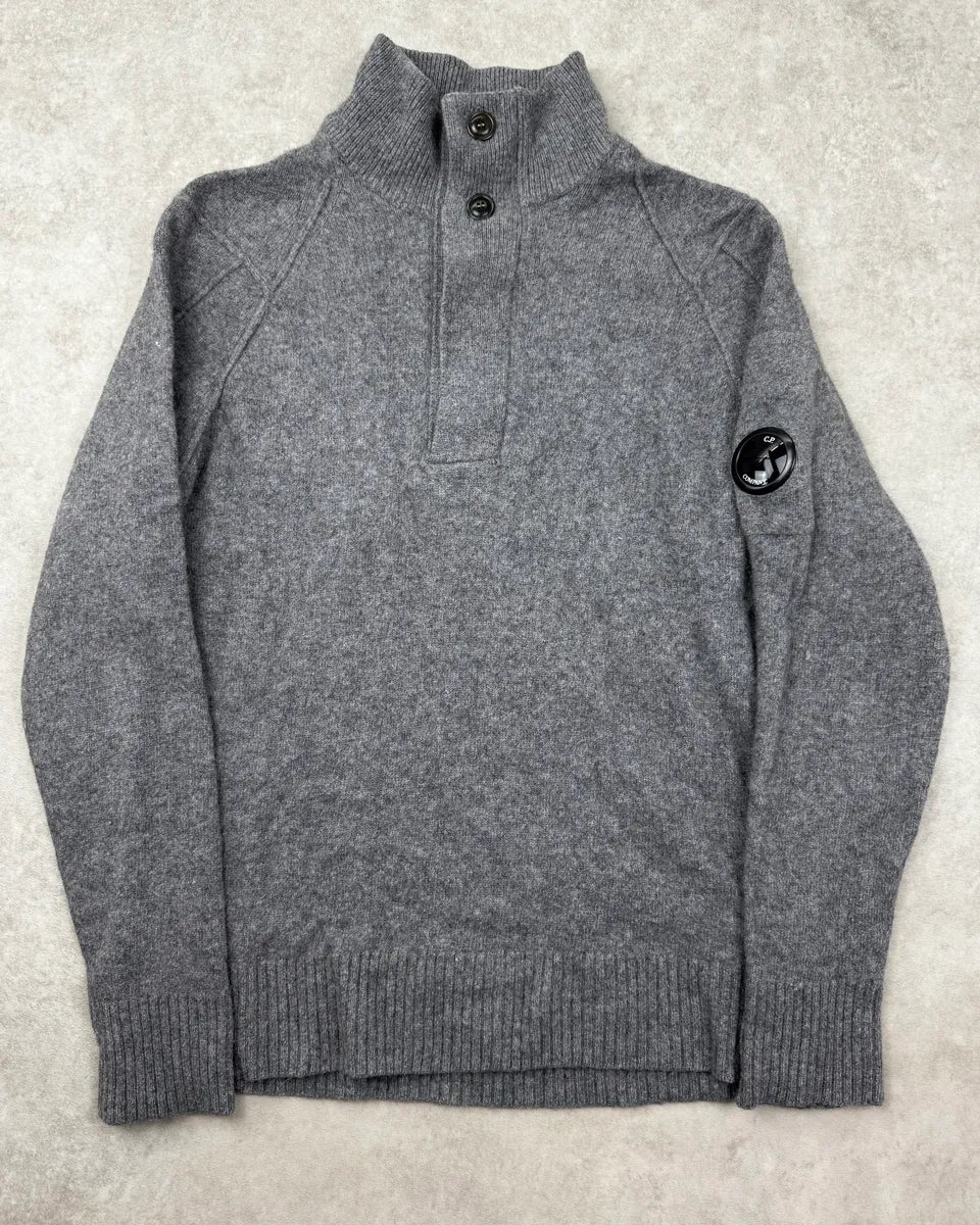2010s C.P. Company Grey Wool Henley Sweater rpggYhL 0