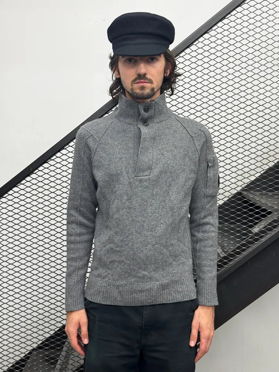 2010s C.P. Company Grey Wool Henley Sweater rpggYhL 1